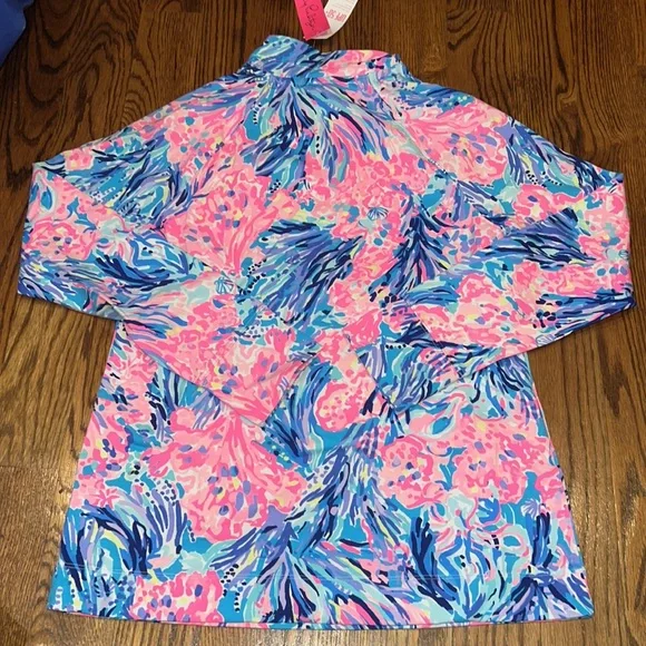 Lilly Pulitzer UPF 50+ Skipper Popover in Periwinkle Purple Fan Sea Pants Large - Picture 4 of 6